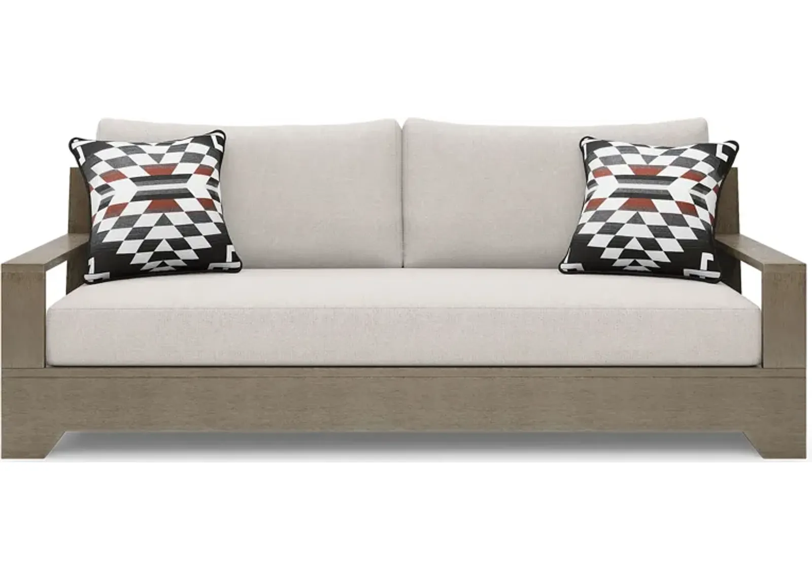 Lake Tahoe Gray Outdoor Sofa with Seagull Cushions