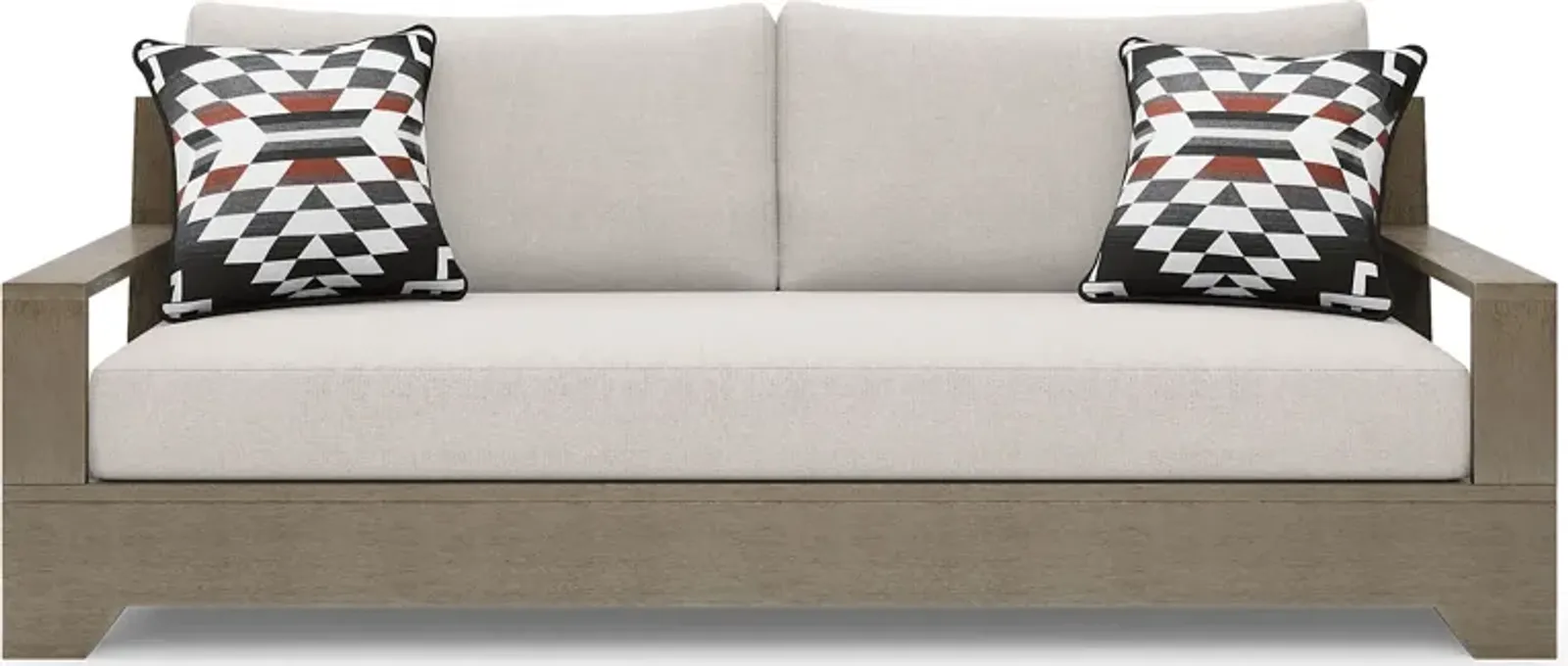 Lake Tahoe Gray Outdoor Sofa with Seagull Cushions