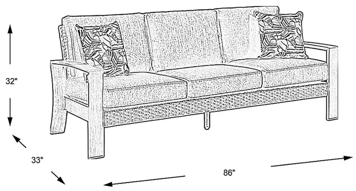 Sun Valley Light Gray Outdoor Sofa with Blue Cushions