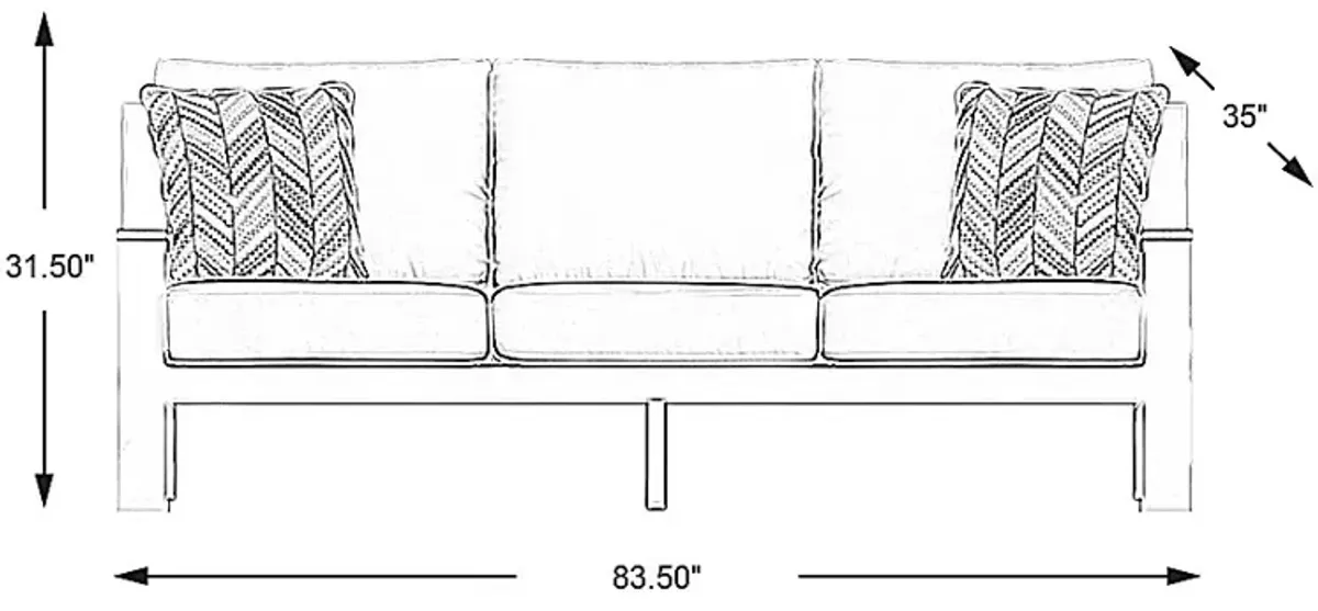 Solana White Outdoor Sofa with Blueberry Cushions