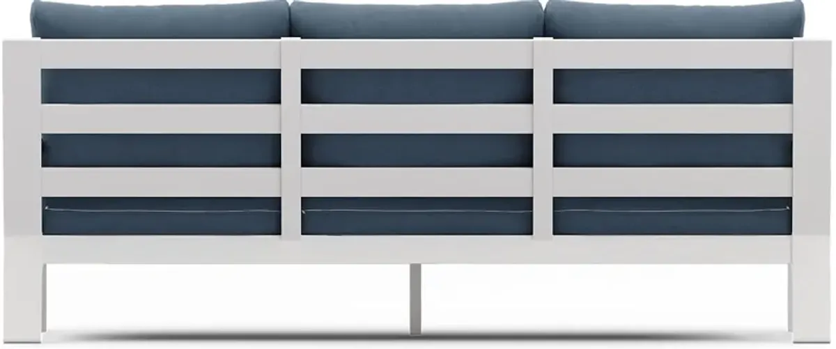 Solana White Outdoor Sofa with Blueberry Cushions