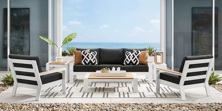 Solana White Outdoor Sofa with Charcoal Cushions