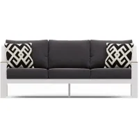 Solana White Outdoor Sofa with Charcoal Cushions