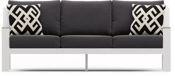 Solana White Outdoor Sofa with Charcoal Cushions