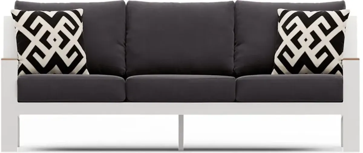 Solana White Outdoor Sofa with Charcoal Cushions