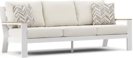 Solana White Outdoor Sofa with Natural Cushions