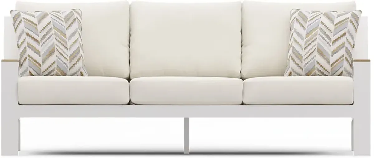 Solana White Outdoor Sofa with Natural Cushions