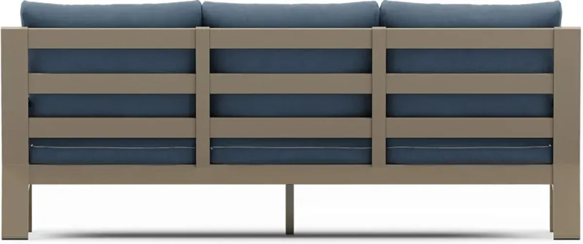 Solana Taupe Outdoor Sofa with Blueberry Cushions