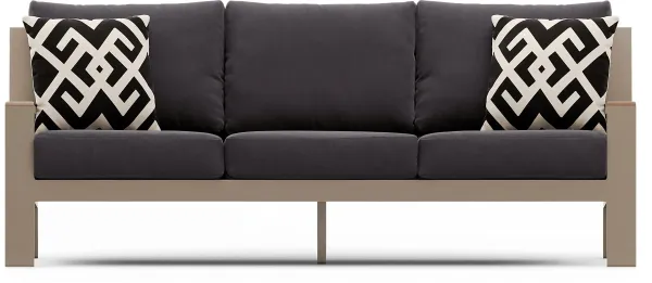 Solana Taupe Outdoor Sofa with Charcoal Cushions