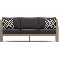 Solana Taupe Outdoor Sofa with Charcoal Cushions