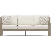 Solana Taupe Outdoor Sofa with Natural Cushions