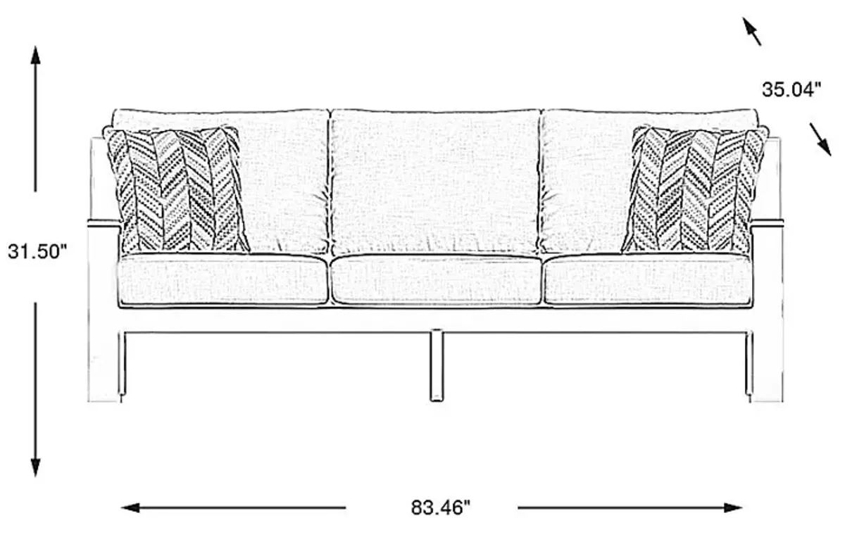 Solana White Outdoor Sofa with Bisque Cushions