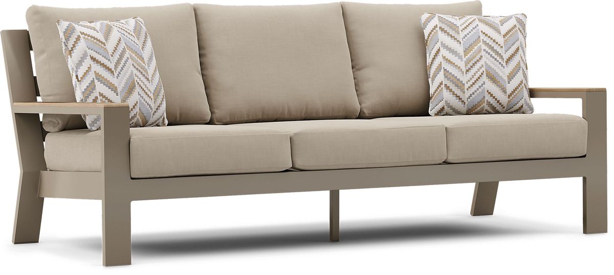 Solana Taupe Outdoor Sofa with Bisque Cushions