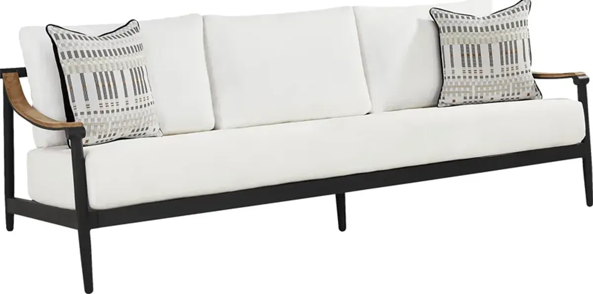 Harlowe Black Outdoor Sofa with White Cushions