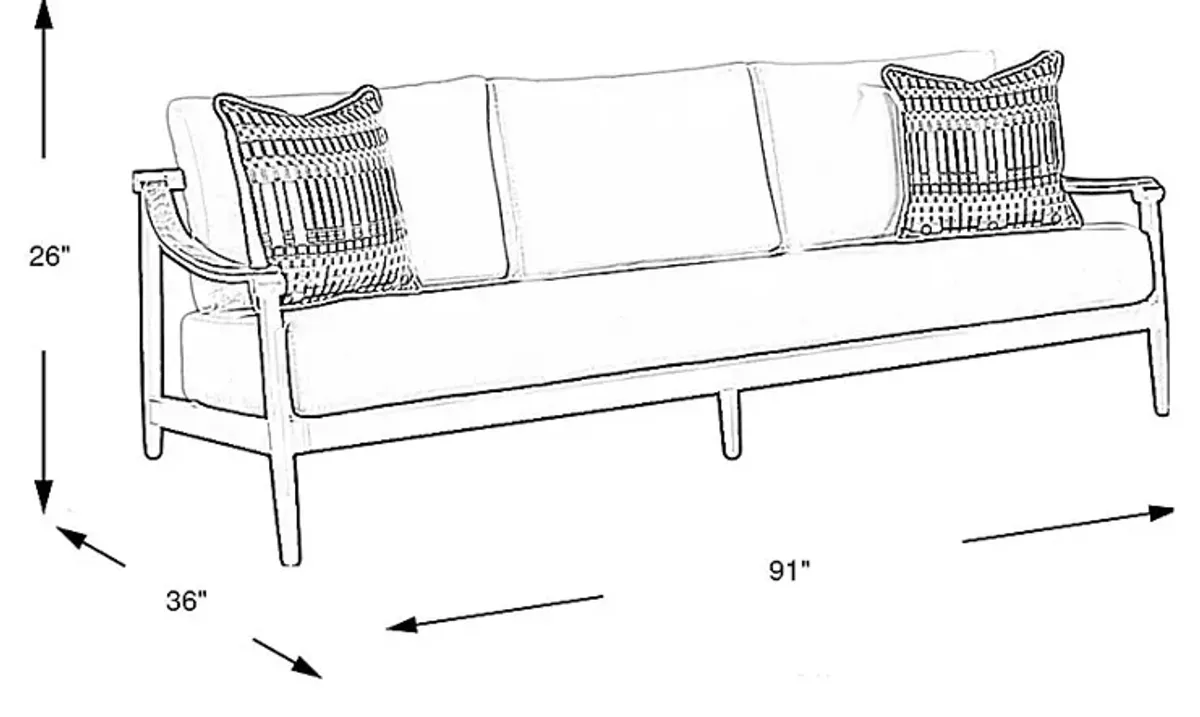 Harlowe Black Outdoor Sofa with White Cushions