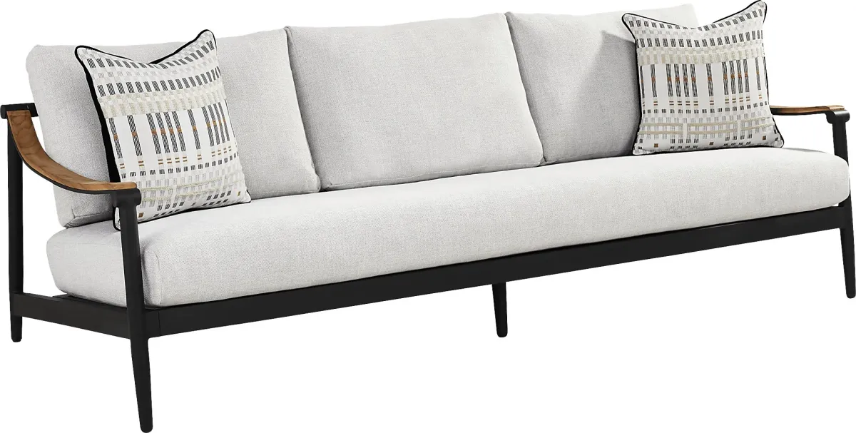 Harlowe Black Outdoor Sofa with Dove Cushions