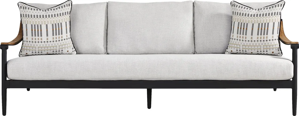 Harlowe Black 5 Pc Outdoor Seating Set with Dove Cushions