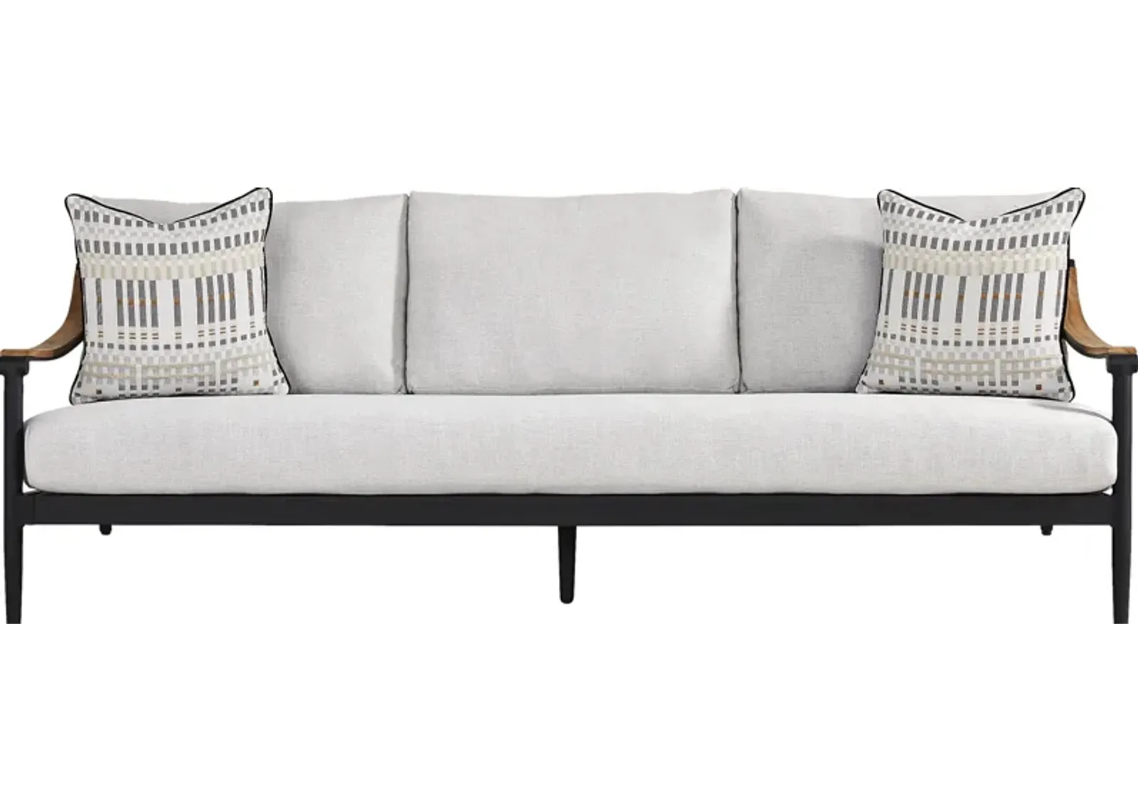 Harlowe Black Outdoor Sofa with Dove Cushions