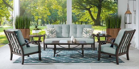 Lake Breeze Aged Bronze Outdoor Sofa with Mist Cushions