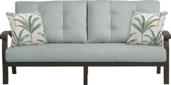 Lake Breeze Aged Bronze Outdoor Sofa with Mist Cushions