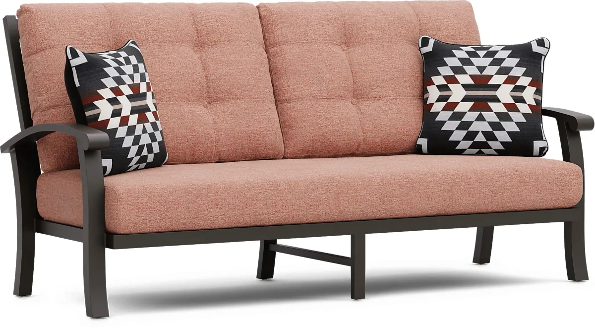 Lake Breeze Aged Bronze Outdoor Sofa with Terracotta Cushions