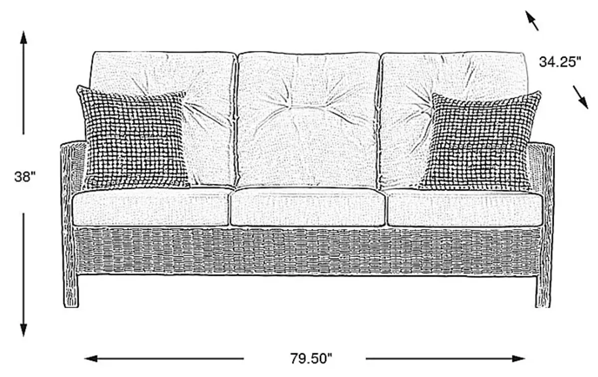 Forest Hills Gray Outdoor Sofa with Beige Cushions