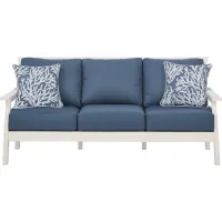 Eastlake White Outdoor Sofa with Ocean Cushions