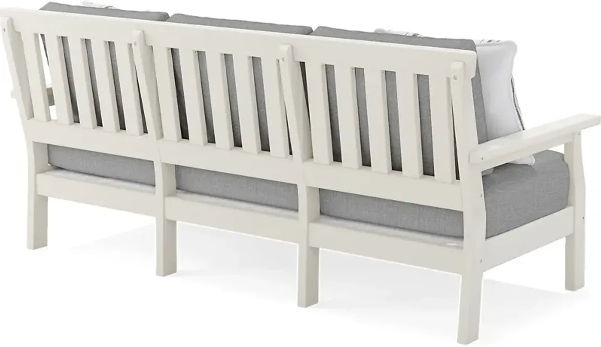 Eastlake White Outdoor Sofa with Pewter Cushions