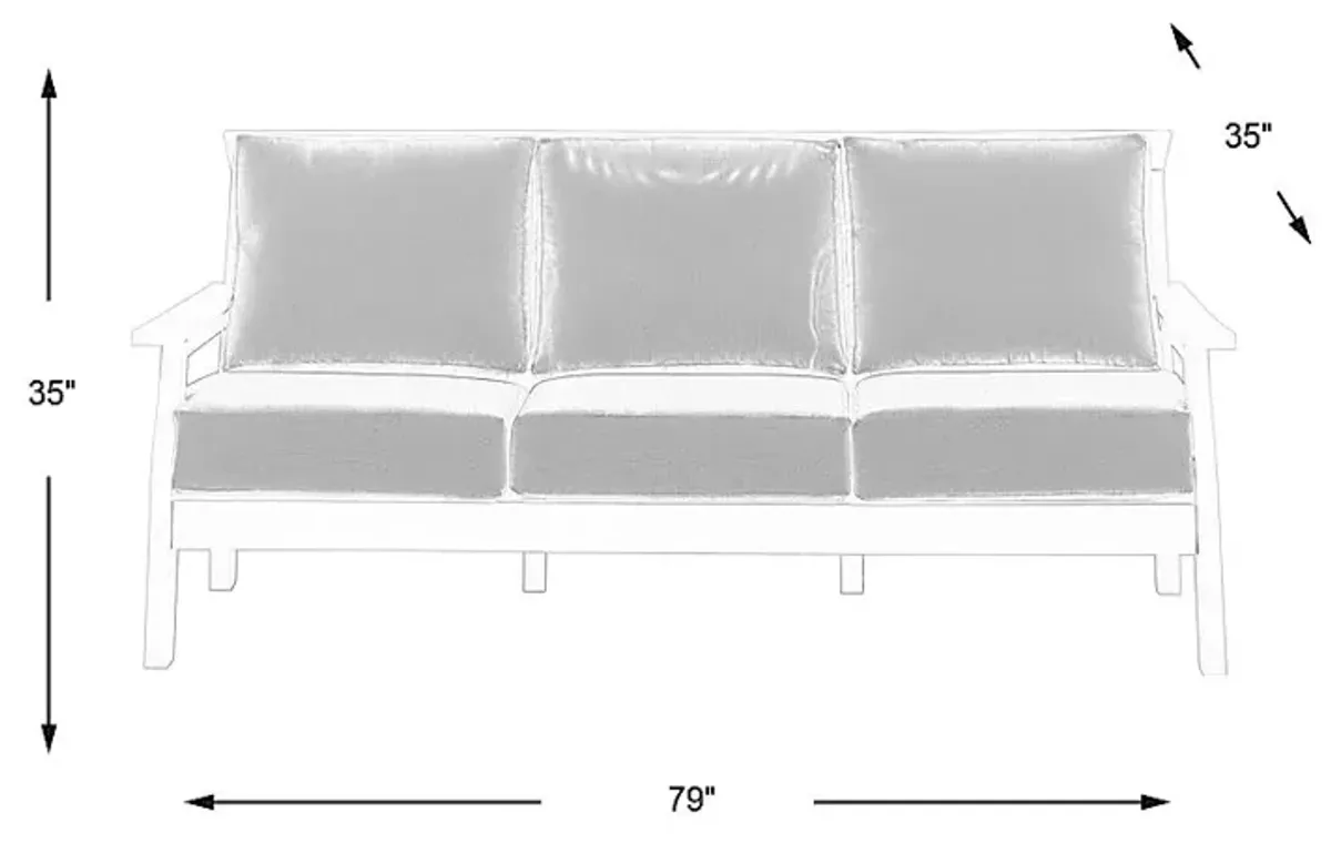 Eastlake White Outdoor Sofa with Pewter Cushions