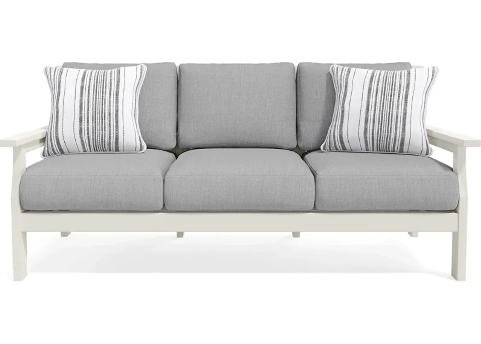 Eastlake White Outdoor Sofa with Pewter Cushions