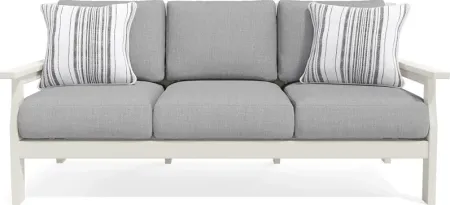 Eastlake White Outdoor Sofa with Pewter Cushions