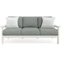 Eastlake White Outdoor Sofa with Jade Cushions