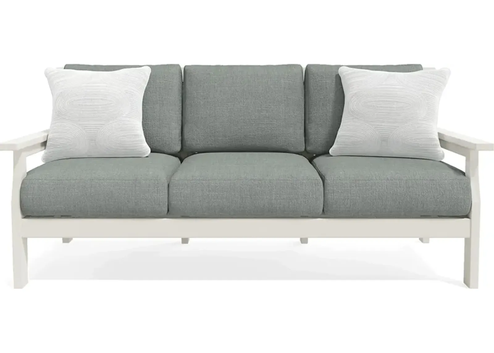 Eastlake White Outdoor Sofa with Jade Cushions