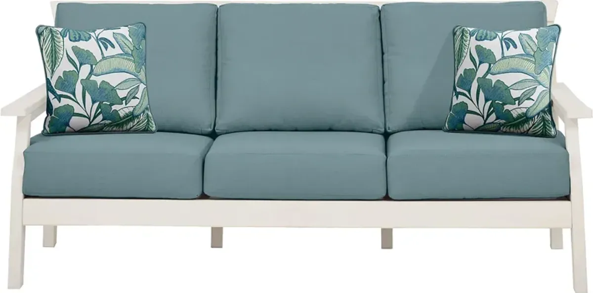 Eastlake White Outdoor Sofa with Breeze Cushions