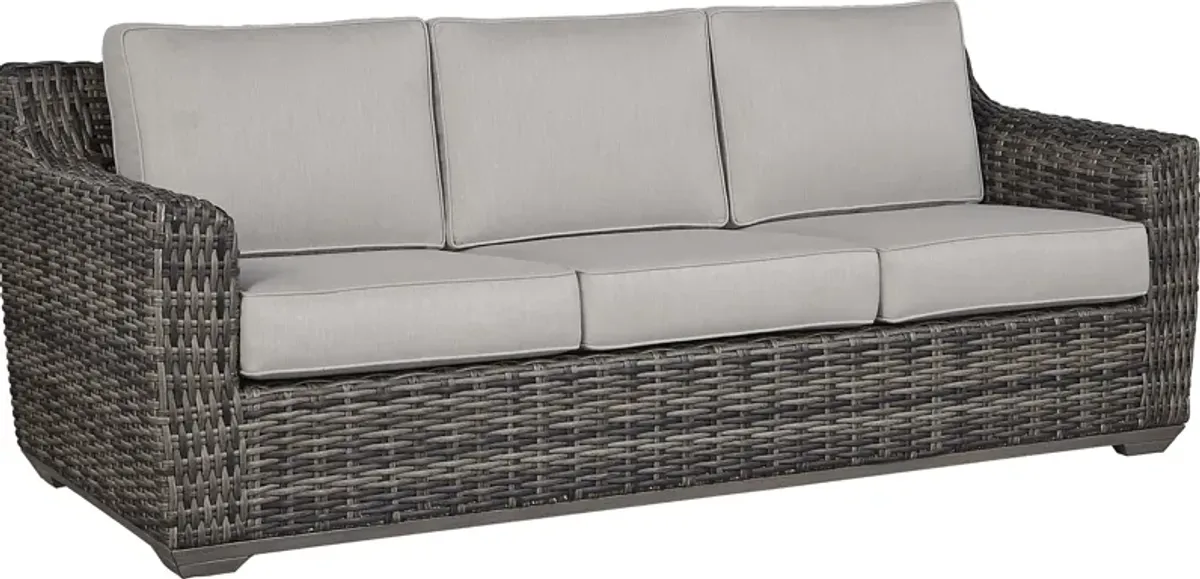 Montecello Gray Outdoor Sofa with Silver Cushions