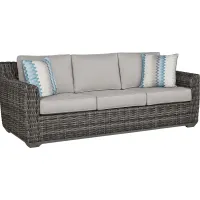 Montecello Gray Outdoor Sofa with Silver Cushions