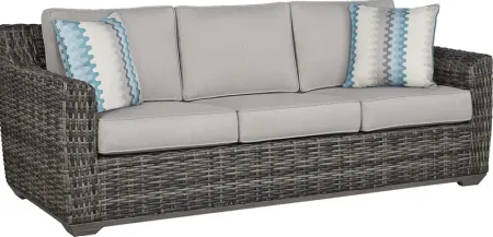 Montecello Gray Outdoor Sofa with Silver Cushions