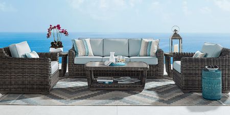Montecello Gray Outdoor Sofa with Mist Cushions