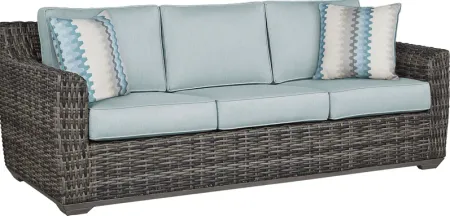 Montecello Gray Outdoor Sofa with Mist Cushions