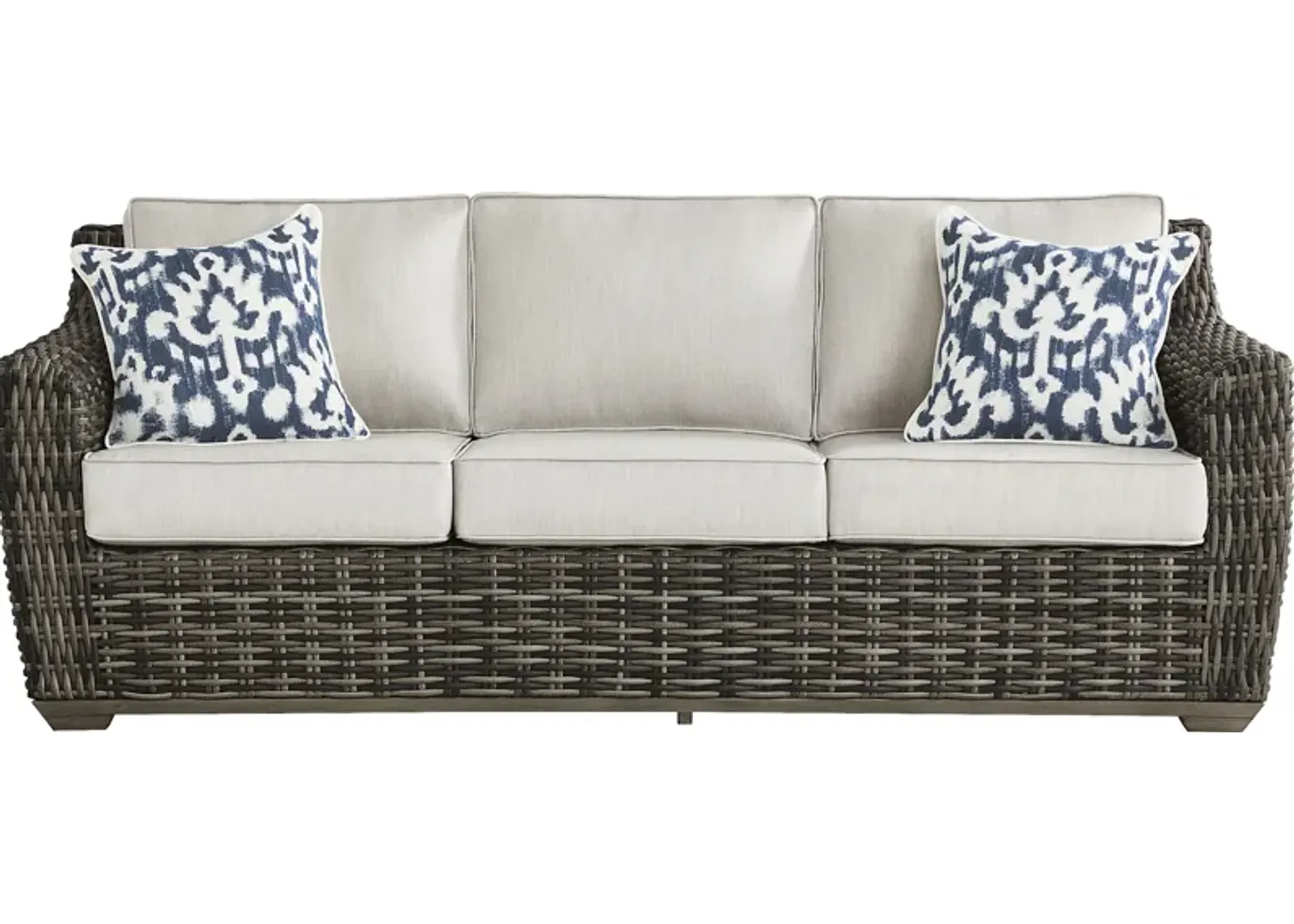 Montecello Gray Outdoor Sofa with Silver Cushions