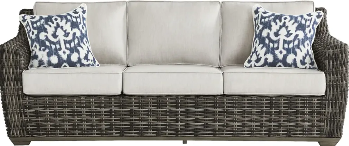 Montecello Gray Outdoor Sofa with Silver Cushions