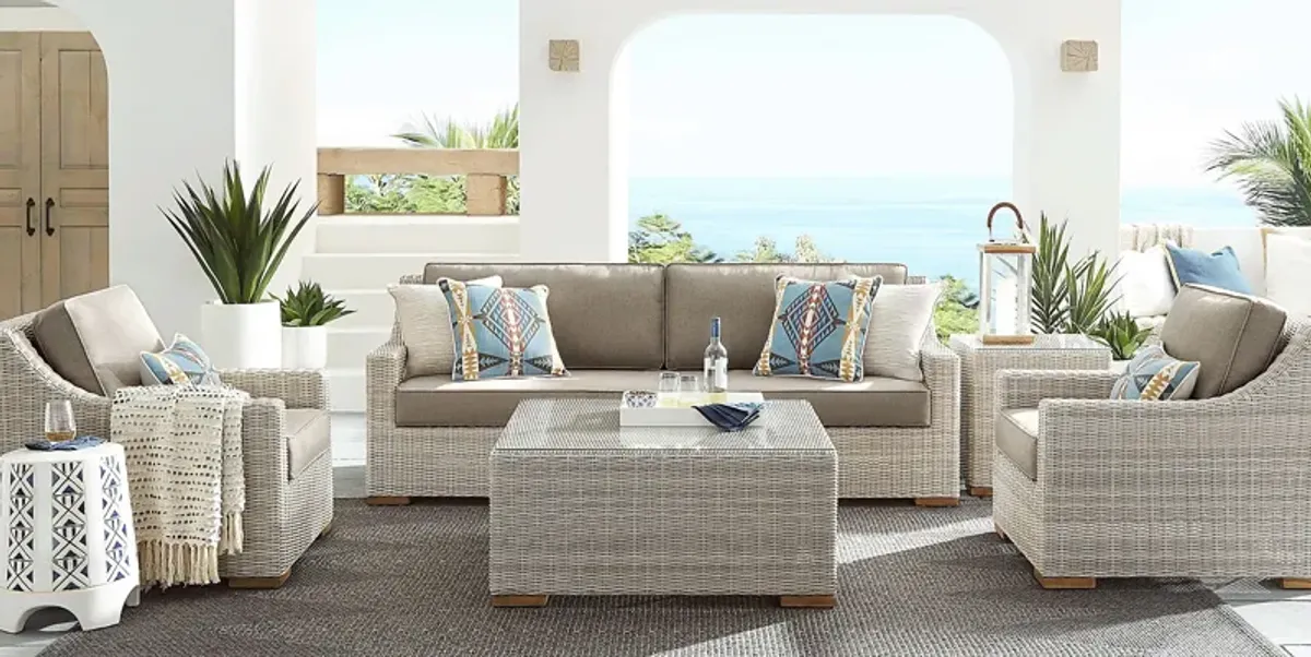 Patmos Gray Outdoor Sofa with Mushroom Cushions