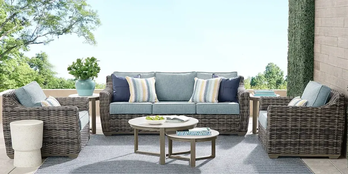 Montecello Gray 4 Pc Outdoor Seating Set with Azure Cushions