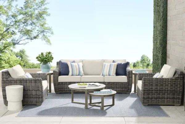 Montecello Gray 4 Pc Outdoor Seating Set with Twine Cushions