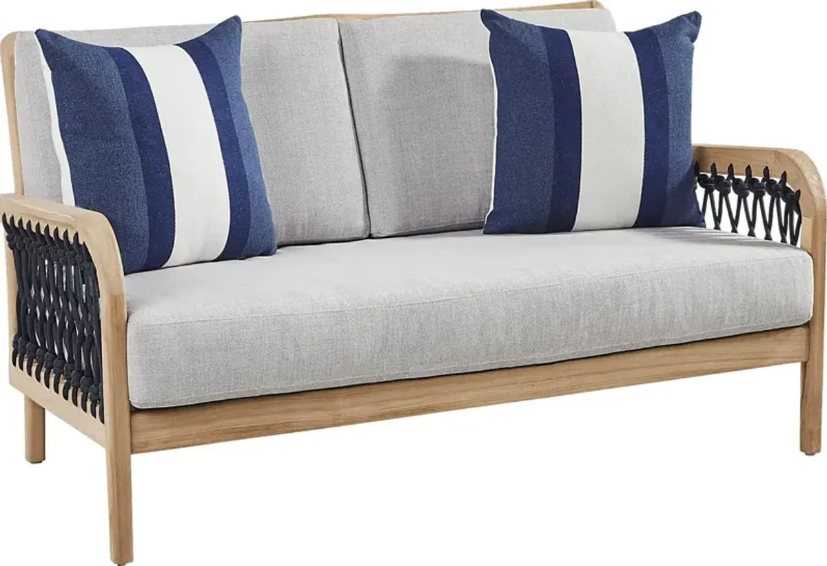 Riva Blonde Outdoor Loveseat with Dove Cushions