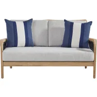 Riva Blonde Outdoor Loveseat with Dove Cushions