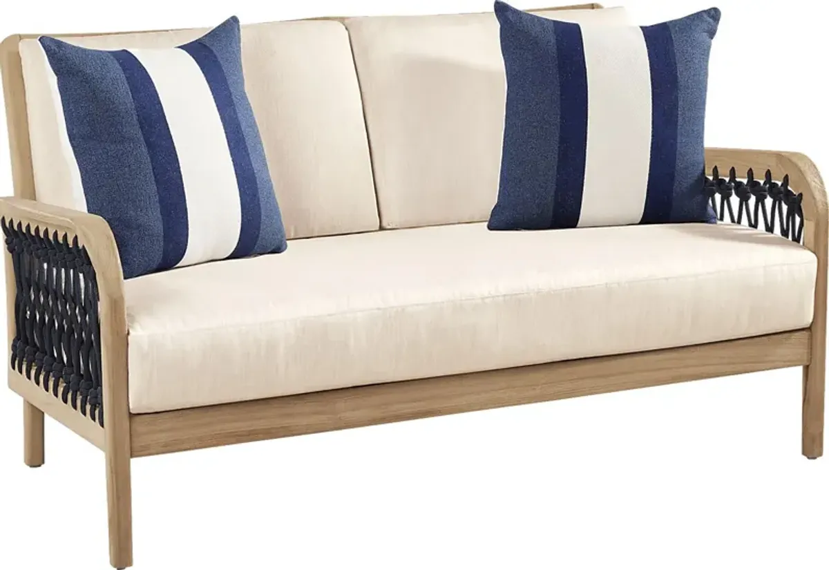 Riva Blonde Outdoor Loveseat with Flax Cushions