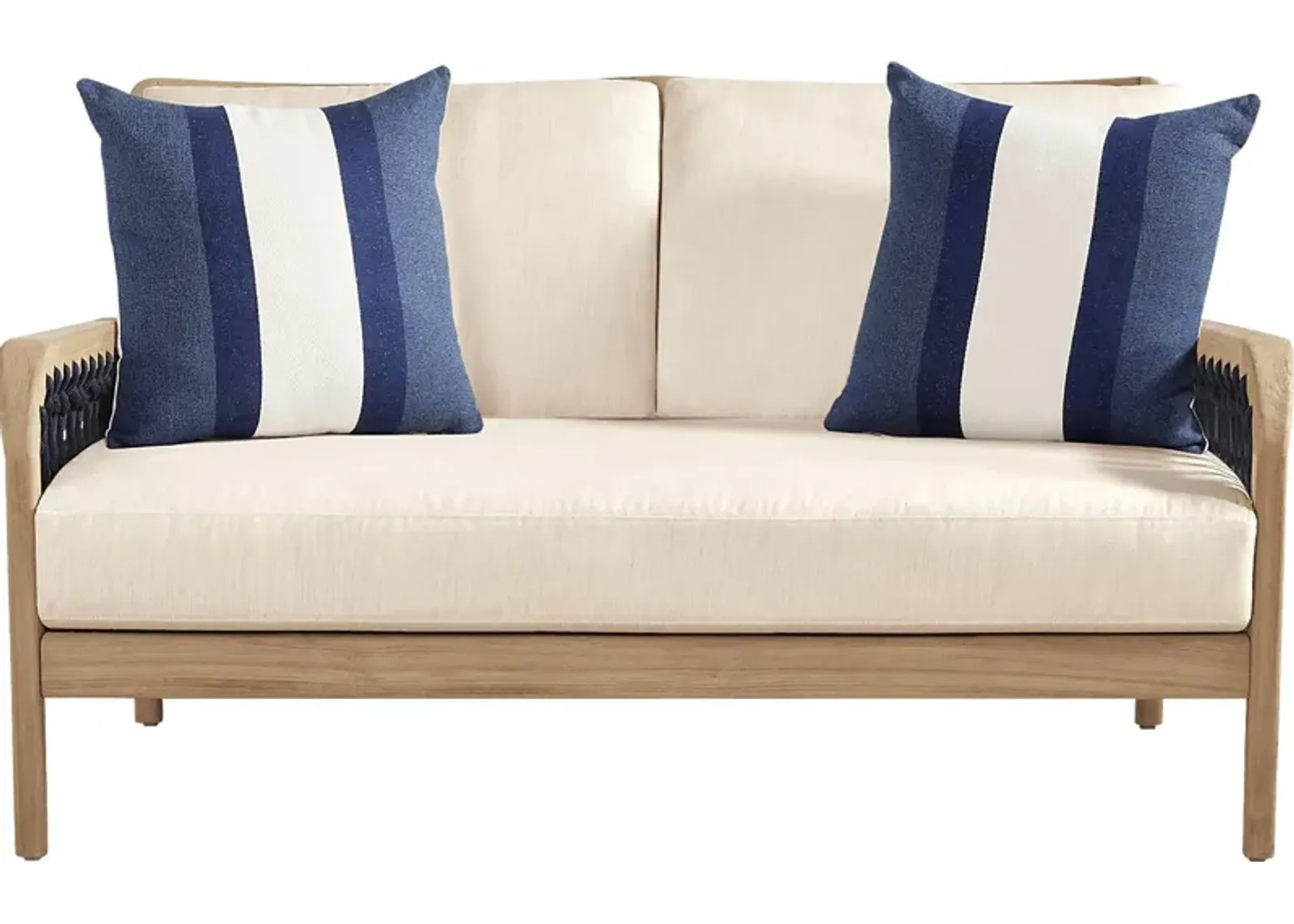 Riva Blonde Outdoor Loveseat with Flax Cushions