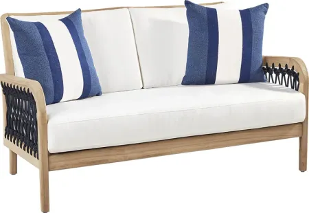 Riva Blonde Outdoor Loveseat with White Cushions