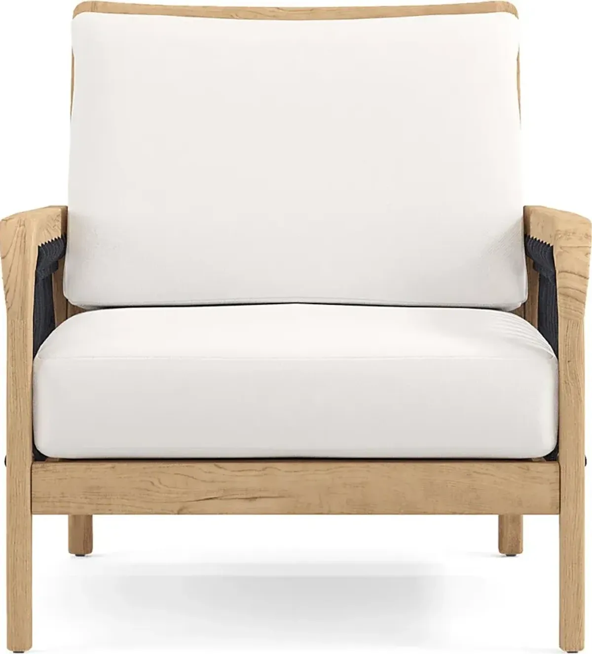 Riva Blonde 5 Pc Outdoor Loveseat Seating Set with White Cushions